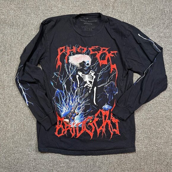 Phoebe Bridgers Rare Skeleton Lightning Metal Long Sleeve T-Shirt Size Medium - Picture 1 of 5